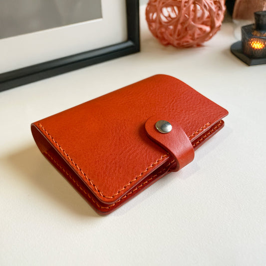 Accademia 皮革護照夾 珊瑚紅