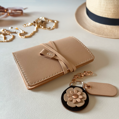 艾曼紐 皮革護照夾 橡木白 / 岩灰色