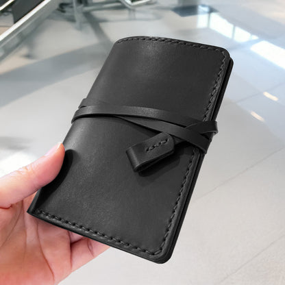 艾曼紐 皮革護照夾 石墨黑