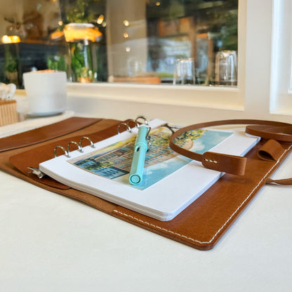 艾曼紐 A5 皮革六孔活頁筆記本封套 琥珀色