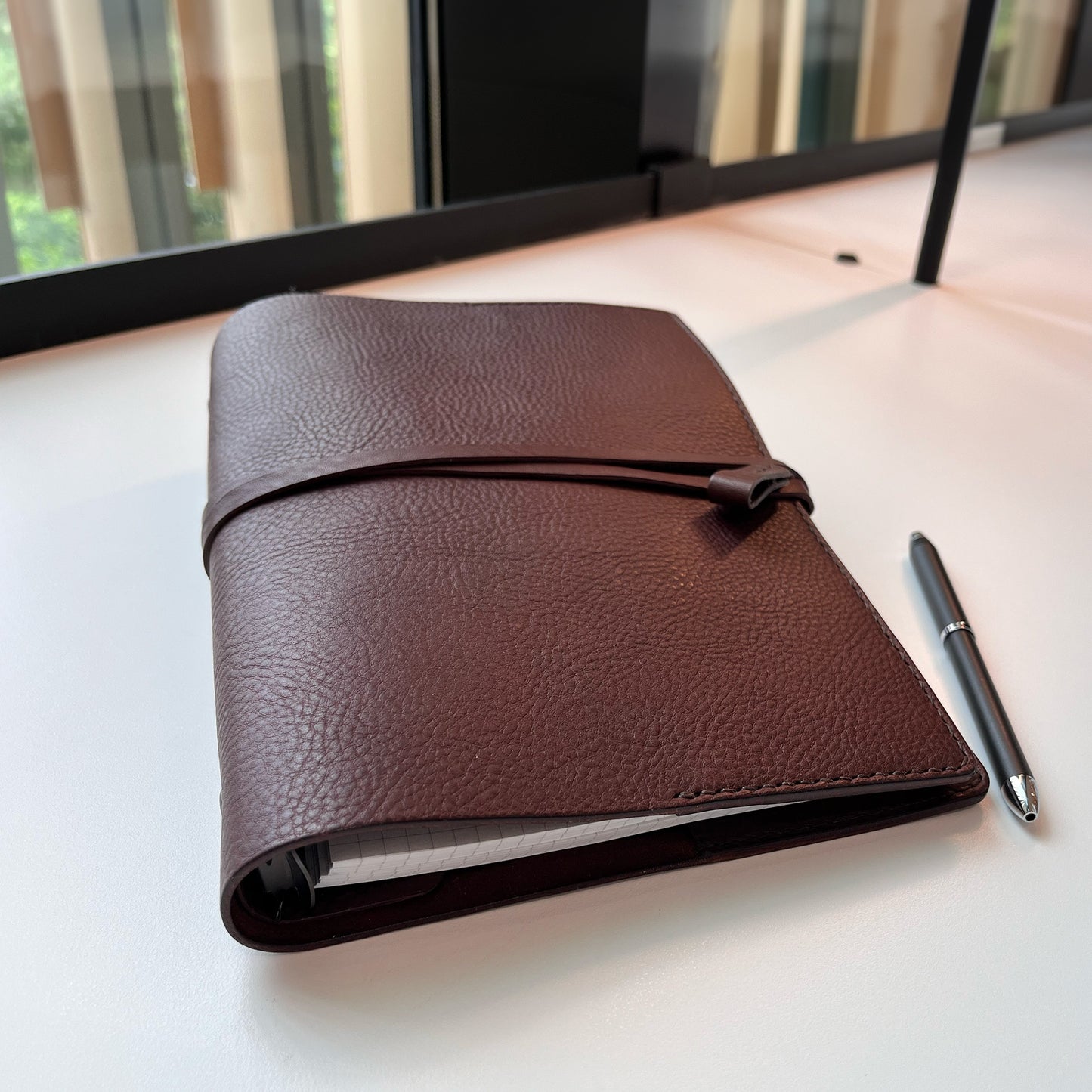 艾曼紐 A5 皮革六孔活頁筆記本封套 Espresso