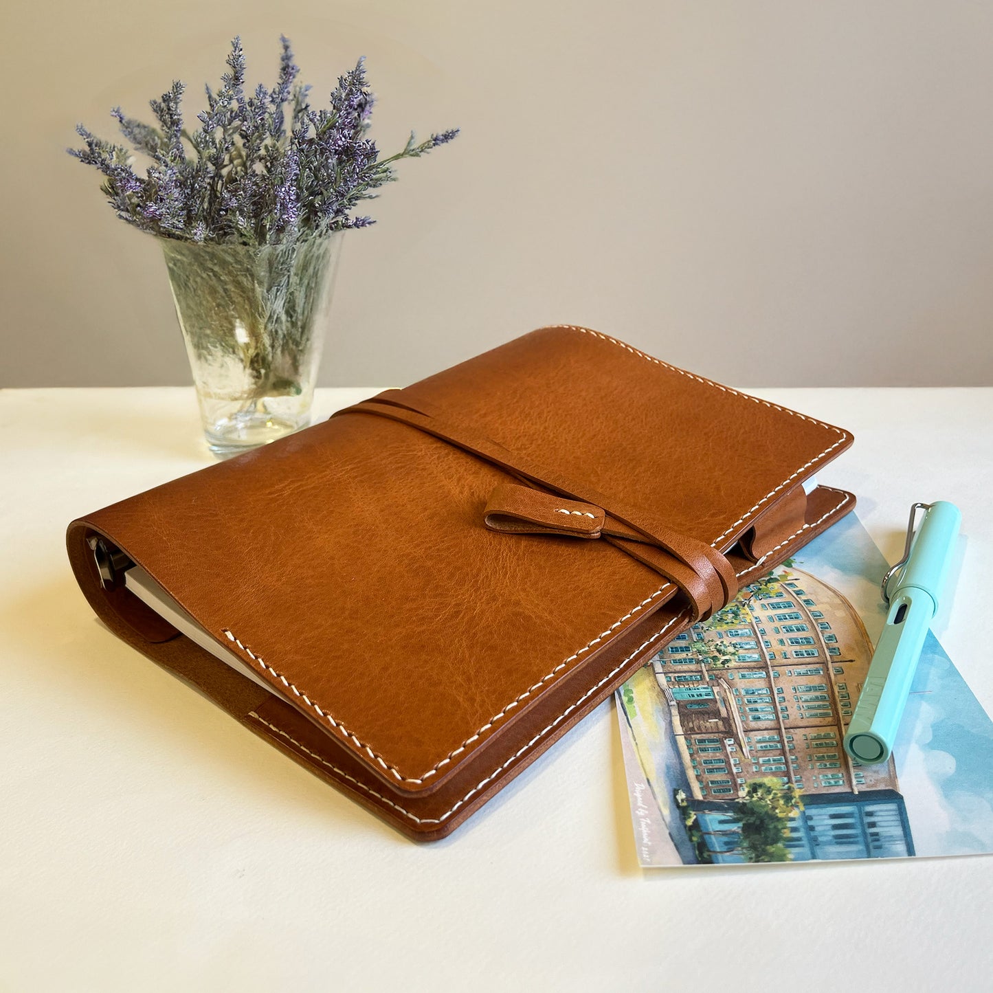 艾曼紐 A5 皮革六孔活頁筆記本封套 琥珀色