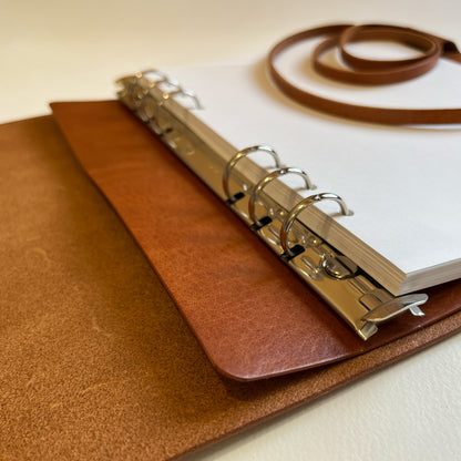 艾曼紐 A5 皮革六孔活頁筆記本封套 琥珀色