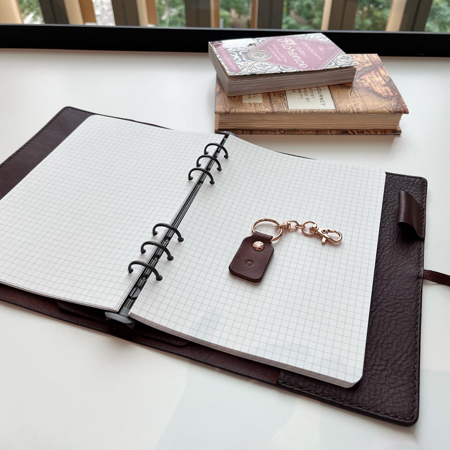 艾曼紐 A5 皮革六孔活頁筆記本封套 Espresso