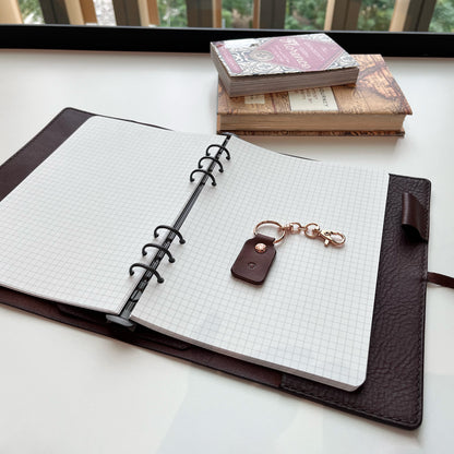 艾曼紐 A5 皮革六孔活頁筆記本封套 Espresso