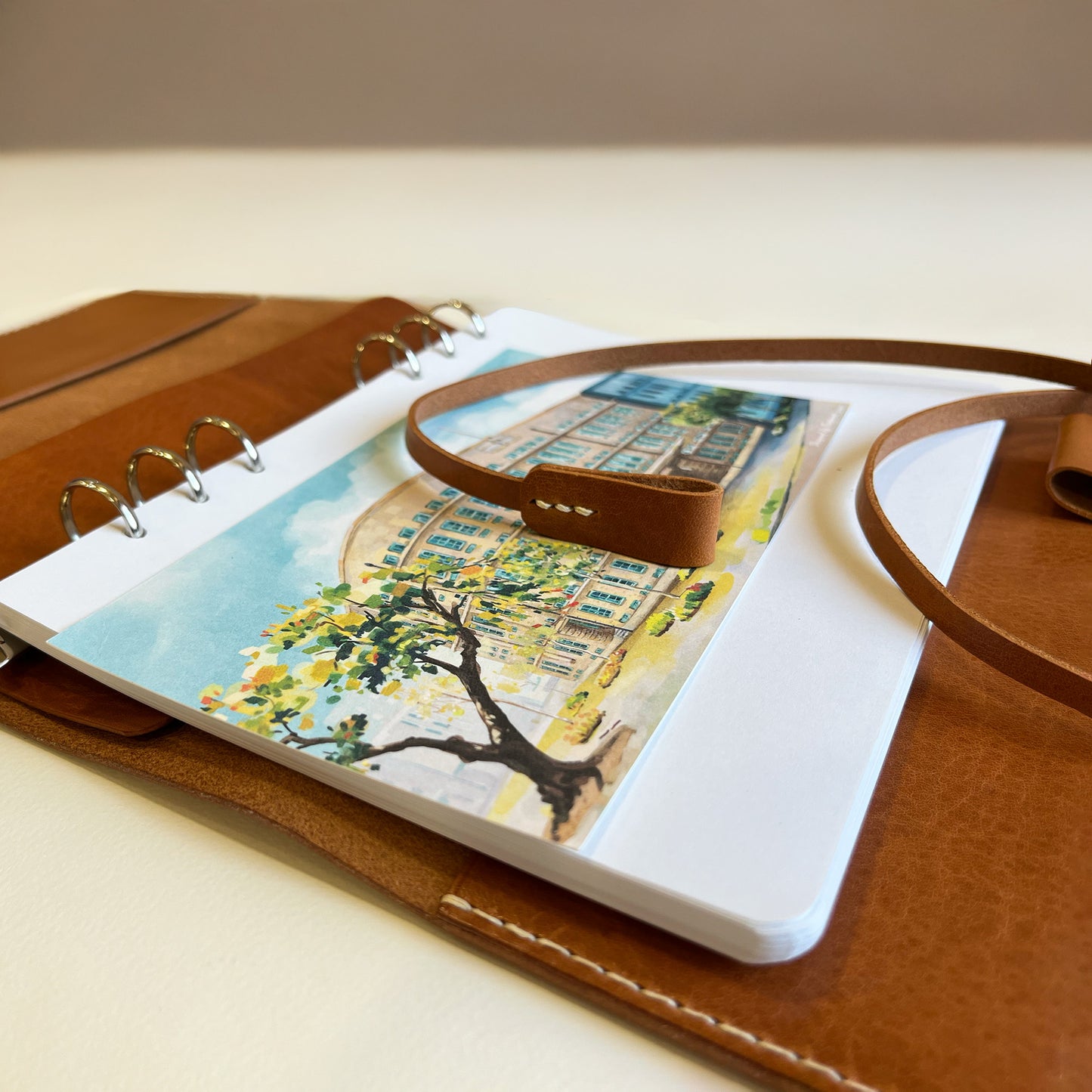 艾曼紐 A5 皮革六孔活頁筆記本封套 琥珀色