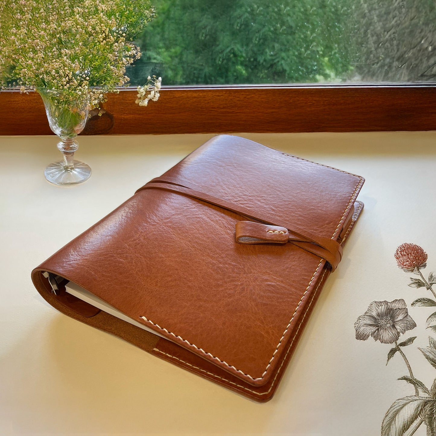 艾曼紐 A5 皮革六孔活頁筆記本封套 琥珀色