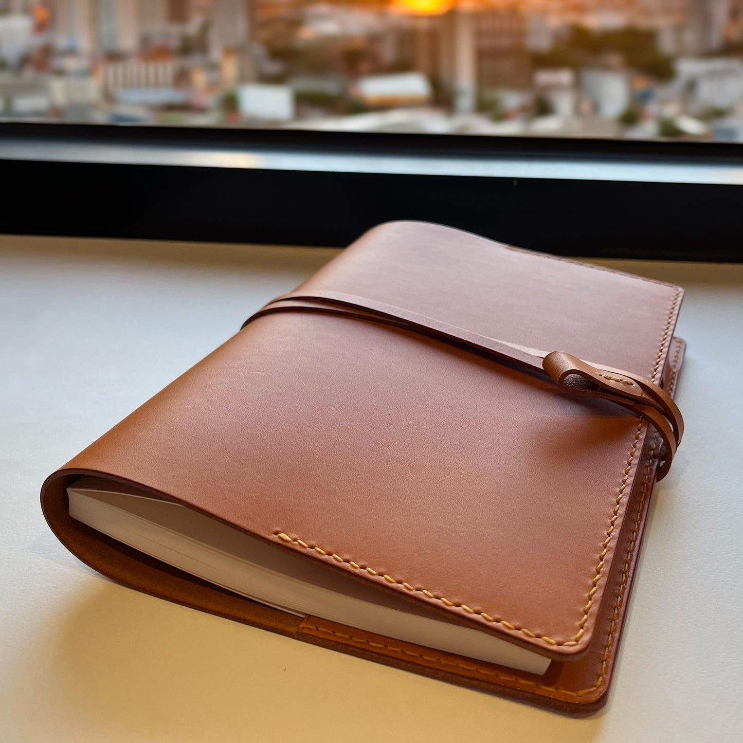 艾曼紐 A5 皮革筆記本封套 焦糖棕/可可色