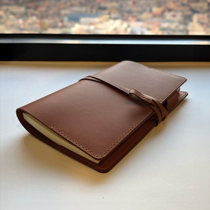 艾曼紐 A5 皮革筆記本封套 焦糖棕/可可色