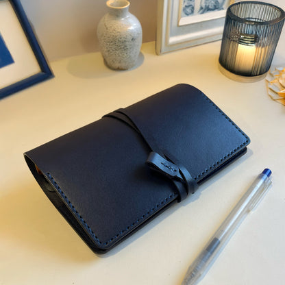 艾曼紐 A6 皮革六孔活頁筆記本封套 航海藍