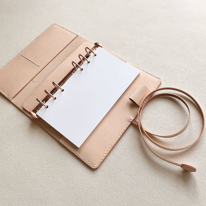 翡冷翠 A6 皮革六孔活頁筆記本封套 橡木白