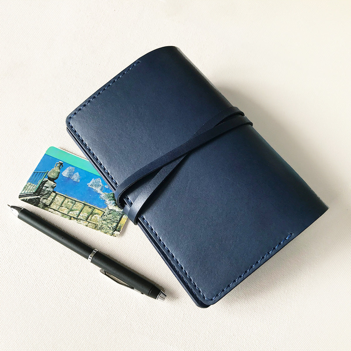 艾曼紐 A6 皮革六孔活頁筆記本封套 航海藍