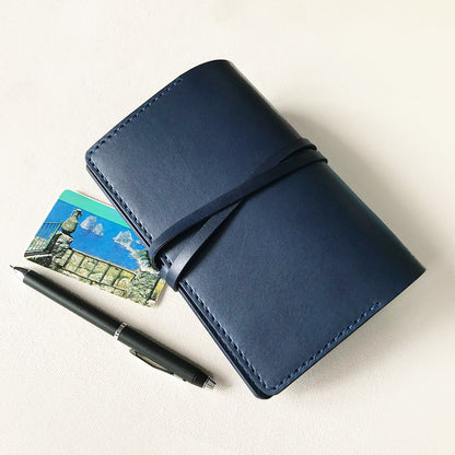 艾曼紐 A6 皮革六孔活頁筆記本封套 航海藍