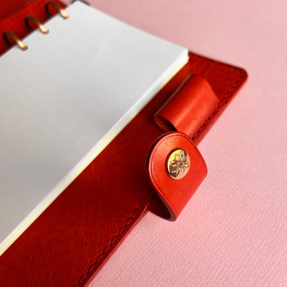 Kyoto A6 皮革六孔活頁筆記本封套 皇家玫瑰紅