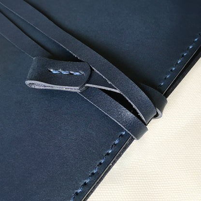 艾曼紐 A6 皮革六孔活頁筆記本封套 航海藍