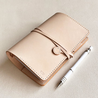 翡冷翠 A6 皮革六孔活頁筆記本封套 橡木白