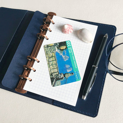 艾曼紐 A6 皮革六孔活頁筆記本封套 航海藍