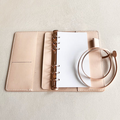 翡冷翠 A6 皮革六孔活頁筆記本封套 橡木白