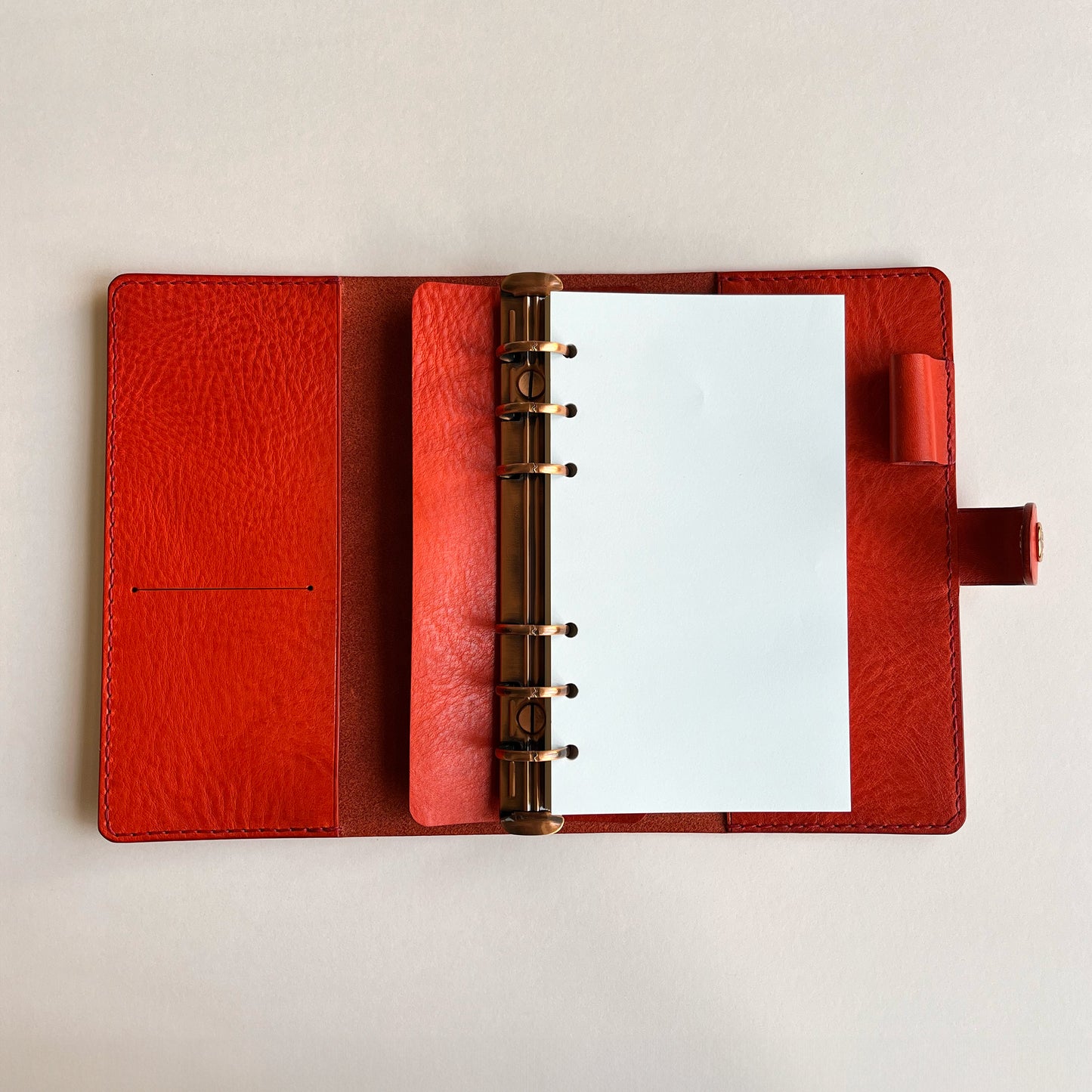 Kyoto A6 皮革六孔活頁筆記本封套 皇家玫瑰紅