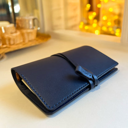 艾曼紐 A6 皮革六孔活頁筆記本封套 航海藍