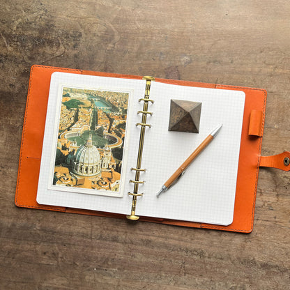 Accademia A5 皮革六孔活頁筆記本|手帳  橡木果實棕