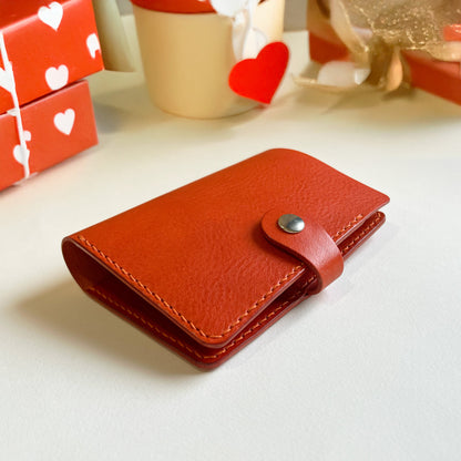 Accademia 皮革護照夾 珊瑚紅