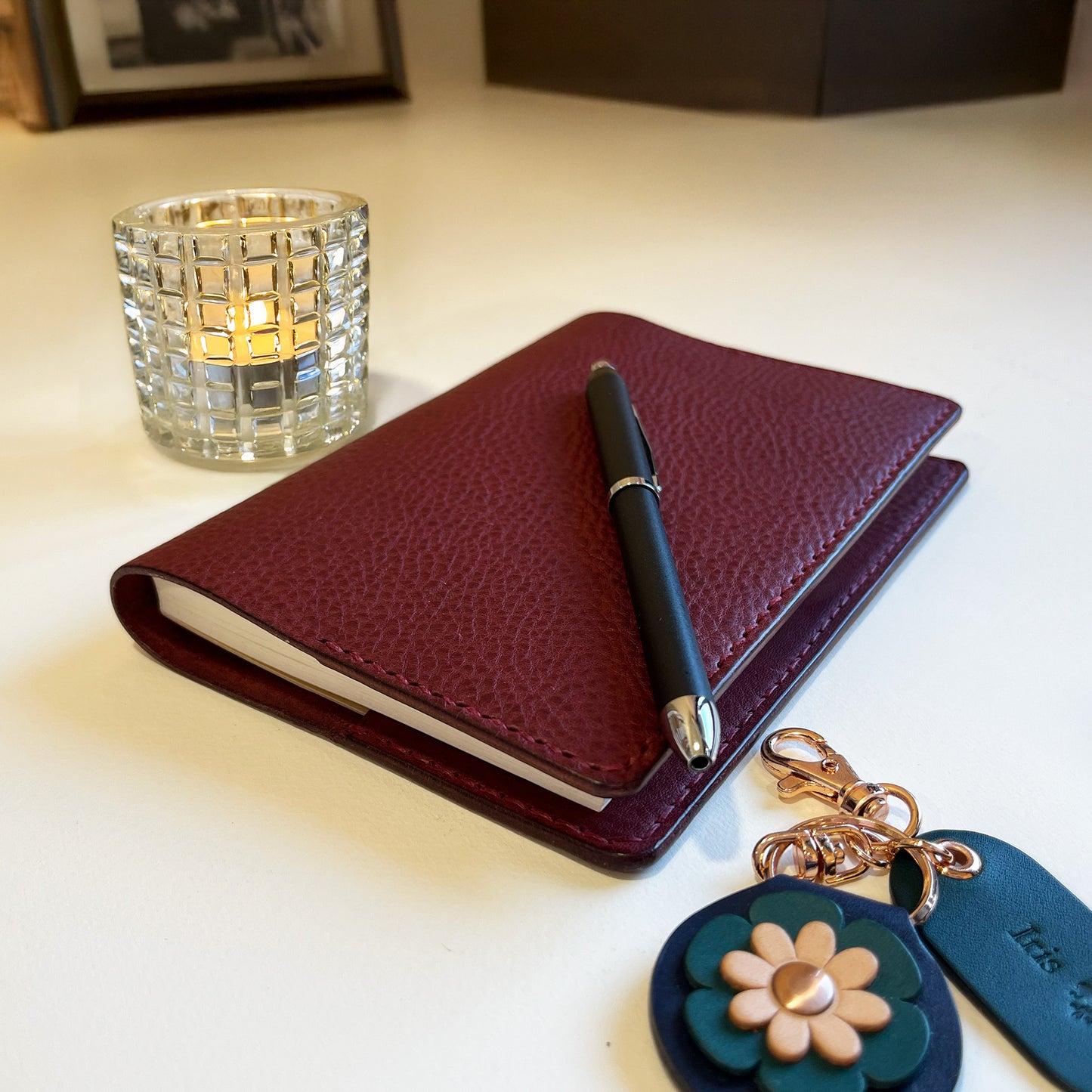 Journey A6 皮革筆記本封套 酒紅色