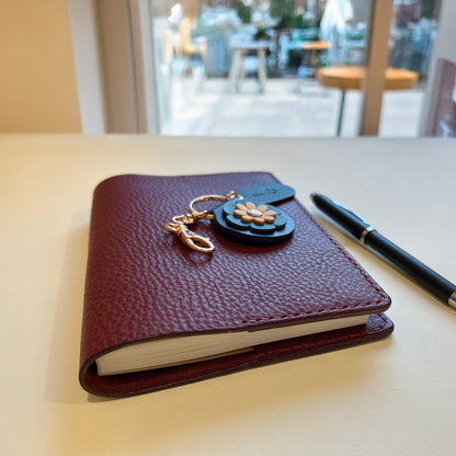 Journey A6 皮革筆記本封套 酒紅色