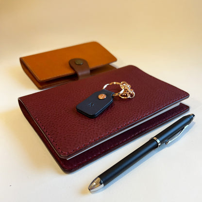 Journey A6 皮革筆記本封套 酒紅色