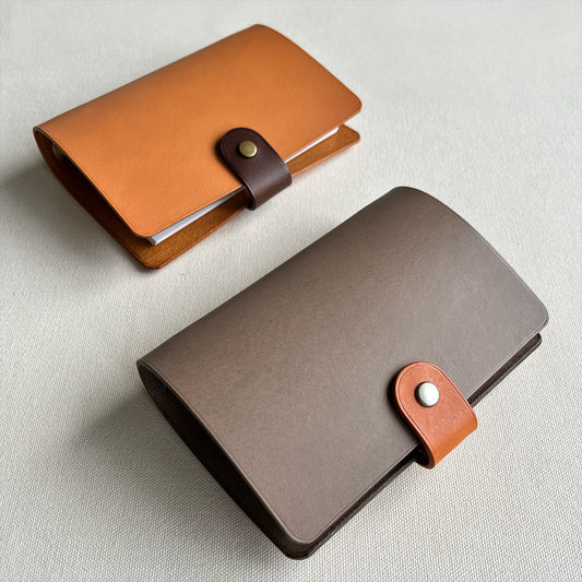 Kyoto A7 皮革六孔活頁筆記本封套  自然棕/岩灰色
