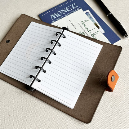 Kyoto A7 皮革六孔活頁筆記本封套  自然棕/岩灰色