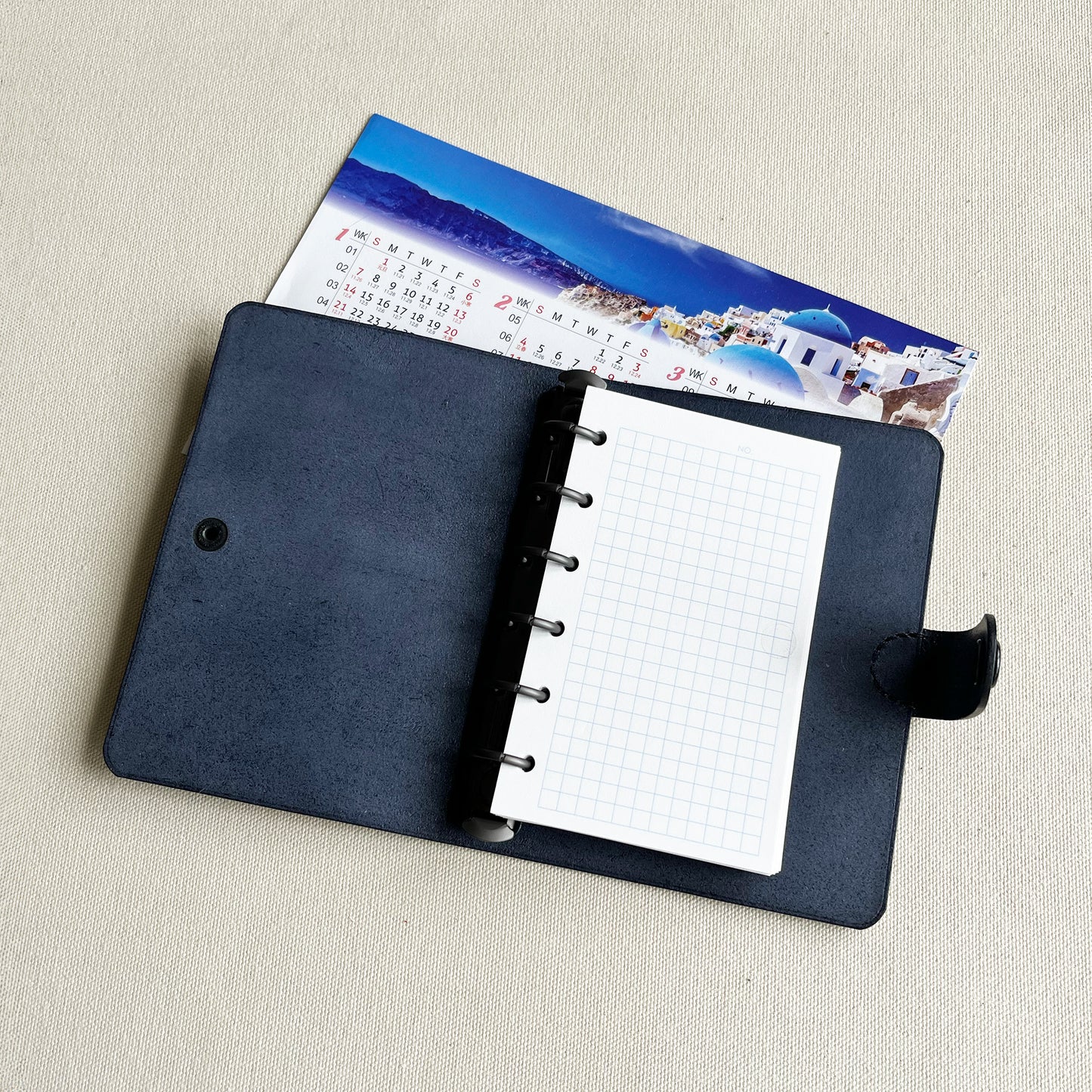 Kyoto A7 皮革六孔活頁筆記本封套 航海藍/石墨黑 /岩灰色/自然棕