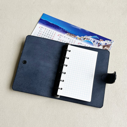 Kyoto A7 皮革六孔活頁筆記本封套 航海藍/石墨黑 /岩灰色/自然棕