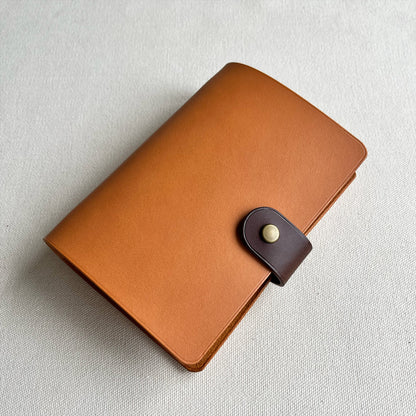 Kyoto A7 皮革六孔活頁筆記本封套  自然棕/岩灰色