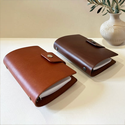 Madrid A7 皮革六孔活頁筆記本封套  焦糖棕/ 可可色