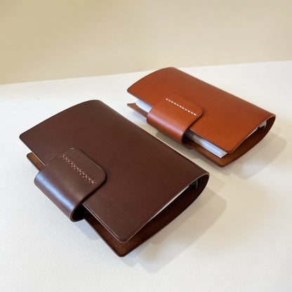 Madrid A7 皮革六孔活頁筆記本封套  焦糖棕/ 可可色