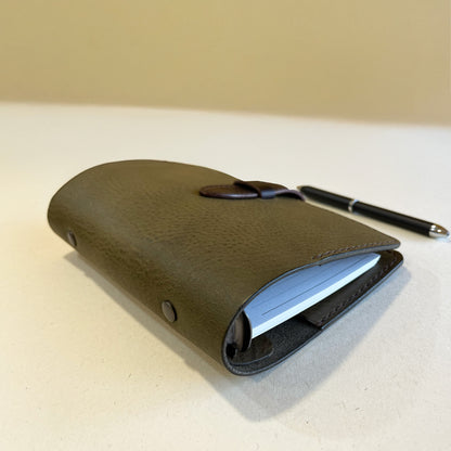 Oliver A6 皮革六孔活頁筆記本封套  橄欖綠 NEW