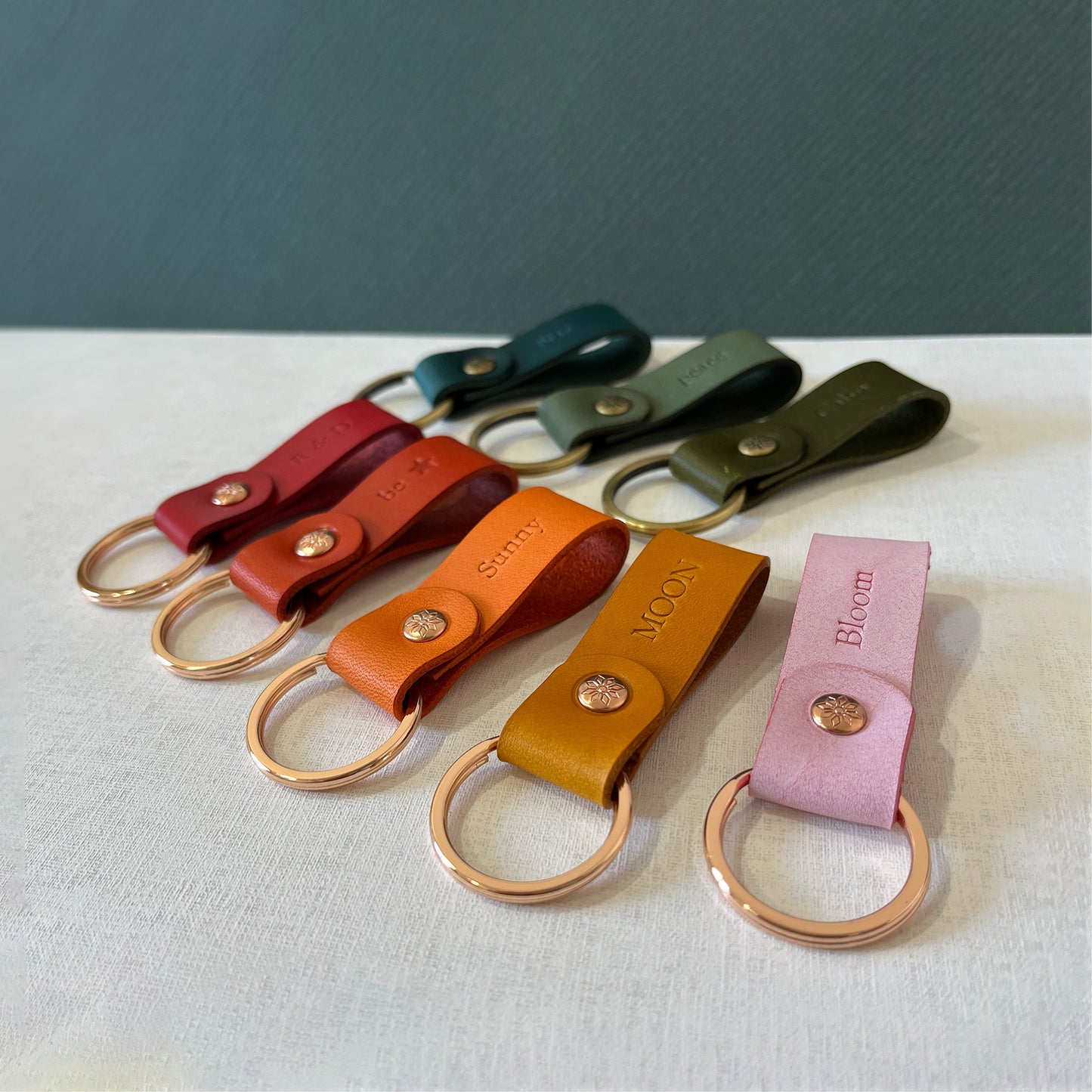 Cube 皮革鑰匙圈 花園系列 S/2  繽紛多色