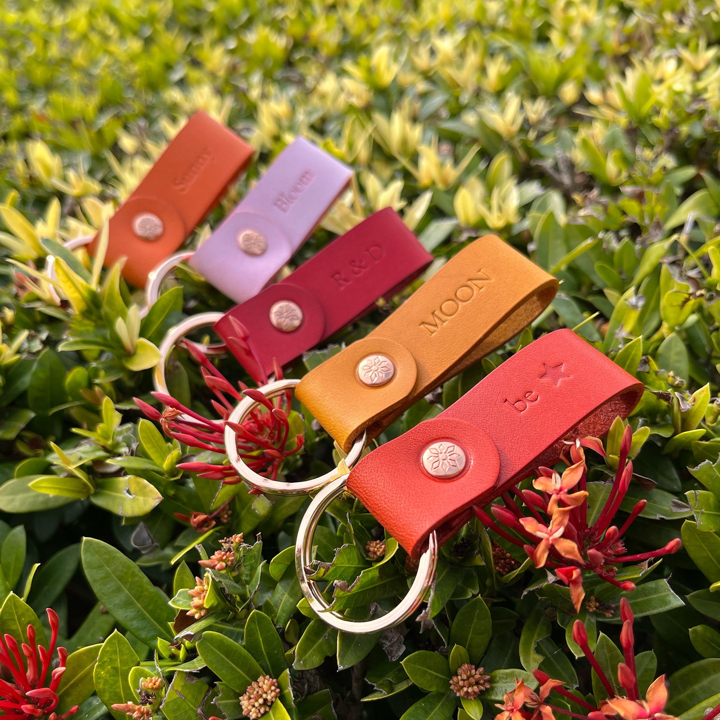 Cube 皮革鑰匙圈 花園系列 S/2  繽紛多色