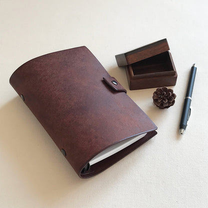 Uffizi A6 皮革六孔活頁筆記本封套 天使可麗露/雅典學院棕