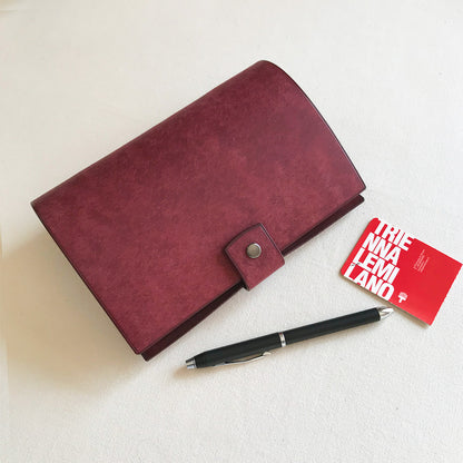 Uffizi A6 皮革六孔活頁筆記本封套 古典紅絲絨