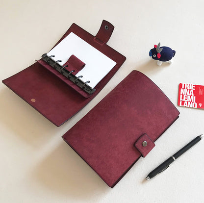 Uffizi A6 皮革六孔活頁筆記本封套 古典紅絲絨