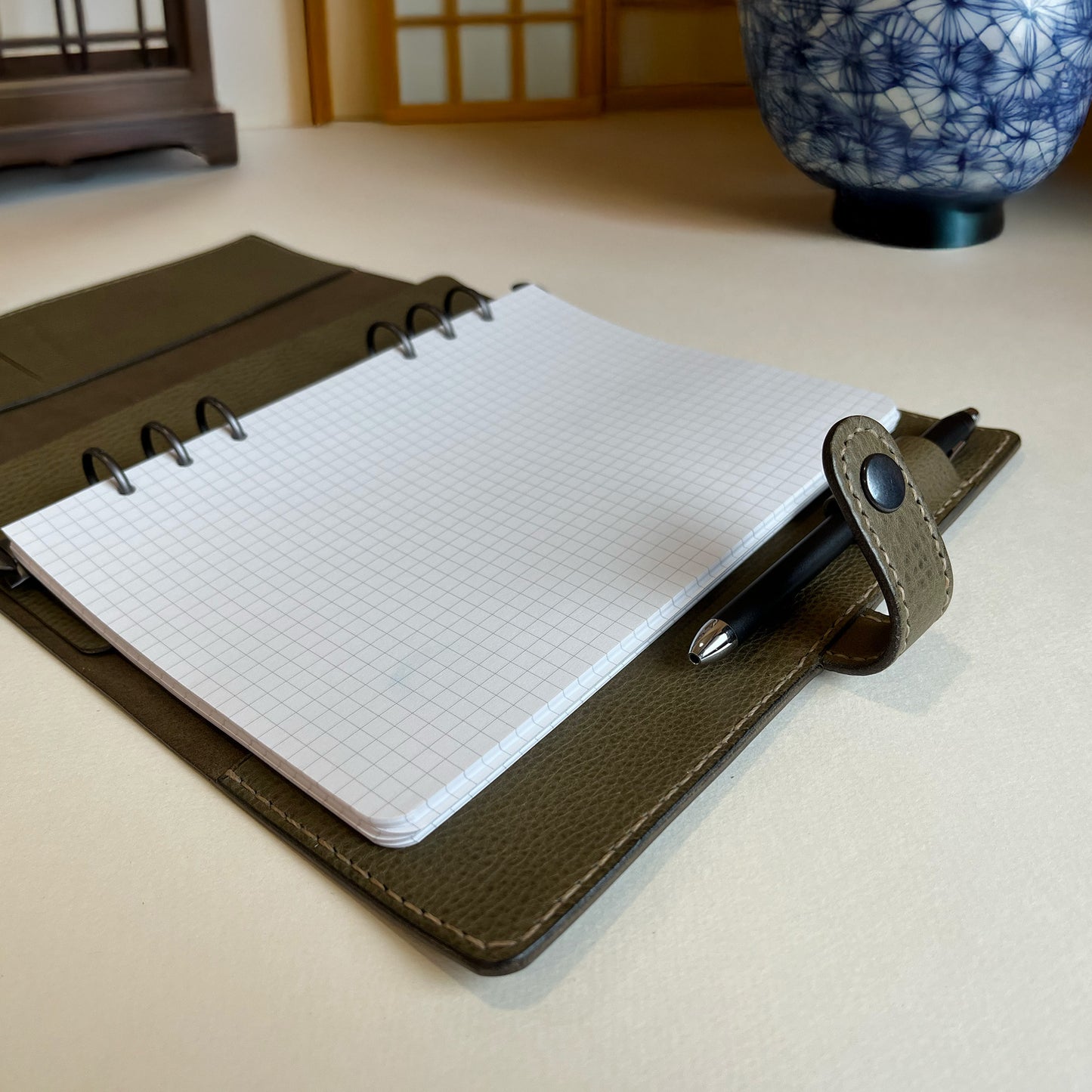 Urban A5 皮革六孔活頁筆記本|手帳  橄欖綠