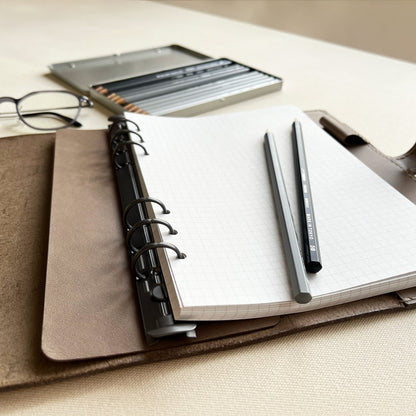 Urban A5 皮革六孔活頁筆記本|手帳 岩灰色